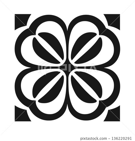 Black and white clover design pattern on square background Black and white clover design pattern on square background 136220291