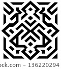 Geometric square pattern with black lines and diamond shapes in white background 136220294