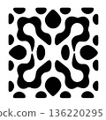 Abstract symmetrical design featuring black and white organic shapes 136220295