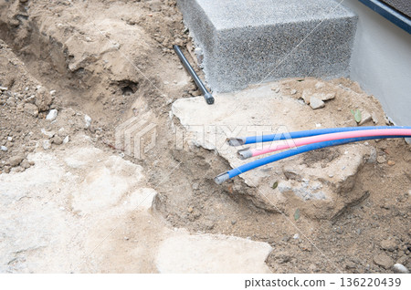 戶外管道施工現場 136220439