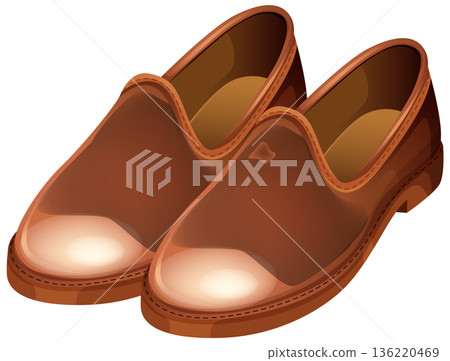 Brown Leather Slip-On Dress Shoes Vector Illustration 136220469