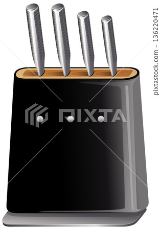 Modern Kitchen Knife Block with Four Stainless Steel Knives 136220471
