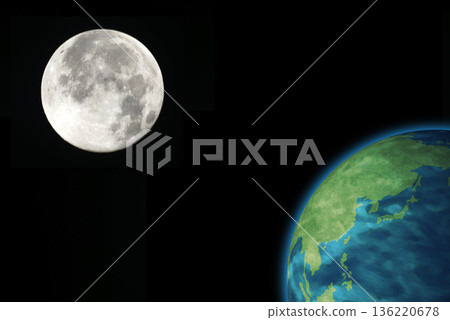 月球和地球合成圖 月球和地球合成圖 136220678