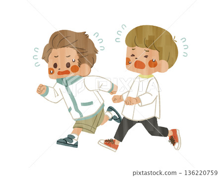 Two children running in a hurry - Gash 136220759