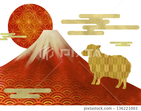 吉祥的日本新年綿羊插圖 吉祥的日本新年綿羊插圖 136221003