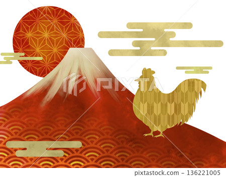 吉祥的日式新年雞插圖 吉祥的日式新年雞插圖 136221005