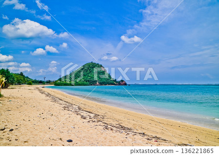 Beautiful view of white sand beach on tropical island, Mandalika beach, Lombok, Indonesia 136221865