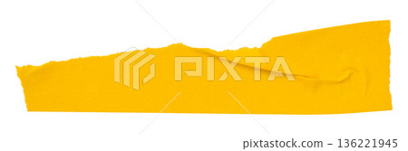yellow crumpled torn tape isolated on transparent background. yellow crumpled torn tape isolated on transparent background. 136221945