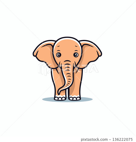 Cute cartoon elephant standing in a playful pose 136222075