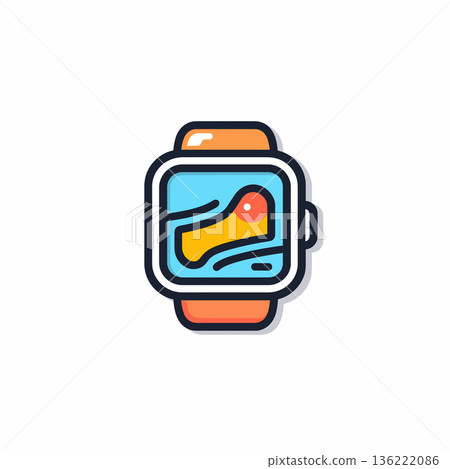 Colorful digital watch displaying a bright design 136222086