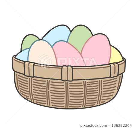 A basket full of Easter eggs A basket full of Easter eggs 136222204