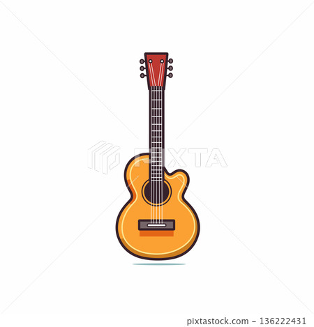 Acoustic guitar illustration in simple design 136222431