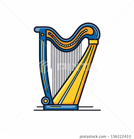 Colorful harp illustration in a minimalist style 136222433