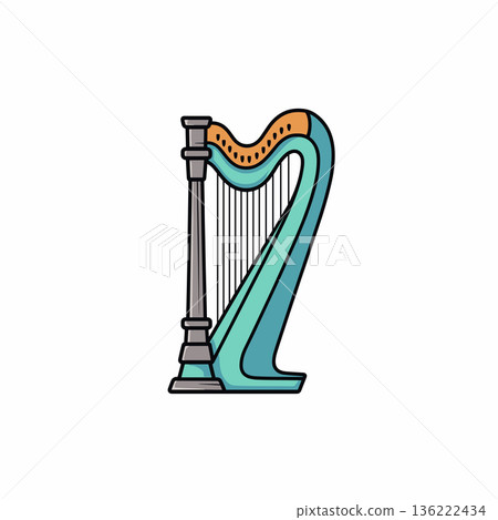 Vibrant artistic harp display 136222434