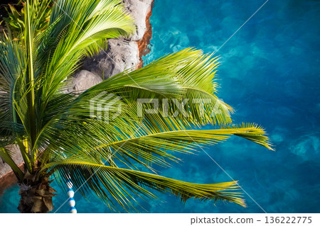 Hawaii Waikiki Beach and Diamond Head, a spectacular resort landscape with blue ocean and sky Hawaii Waikiki Beach and Diamond Head, a spectacular resort landscape with blue ocean and sky 136222775