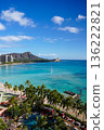 Hawaii Waikiki Beach and Diamond Head, a spectacular resort landscape with blue ocean and sky 136222821