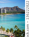 Hawaii Waikiki Beach and Diamond Head, a spectacular resort landscape with blue ocean and sky 136222822