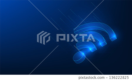 WiFi Technology Background with Wireless Signal Icon Broadcasting Network Connection, Internet Communication, Digital Connectivity, Smart Network High Speed Wireless Technology, Vector Illustration 136222825