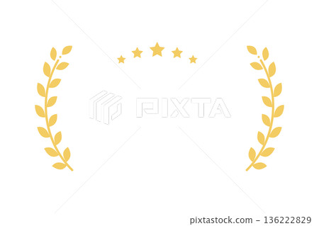 Simple vector illustration of five stars and a laurel wreath Simple vector illustration of five stars and a laurel wreath 136222829