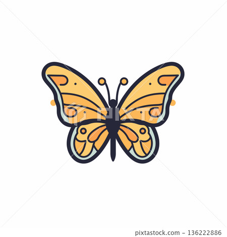 Colorful butterfly sits on a flower in spring 136222886