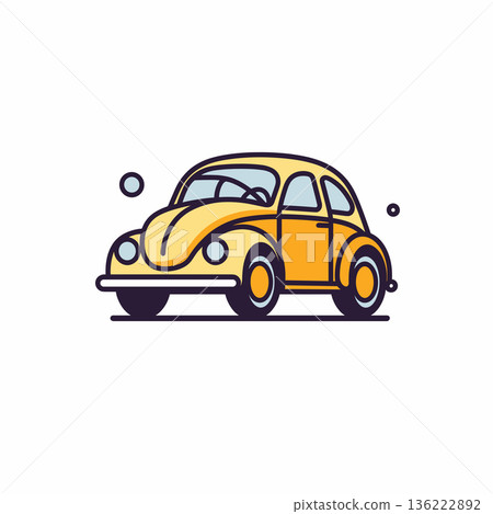 Classic yellow car design showcasing retro style 136222892