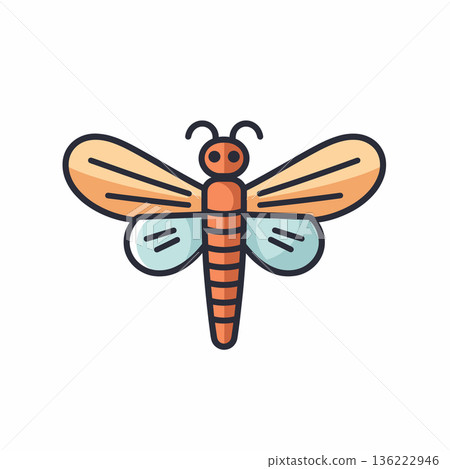 Vibrant dragonfly art on white 136222946