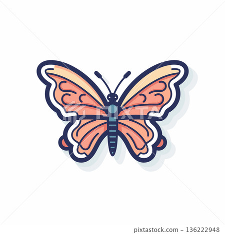 Colorful butterfly with prominent wings in flight 136222948