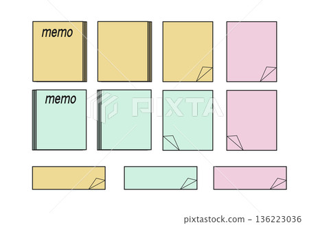 Set of simple sticky notes 136223036