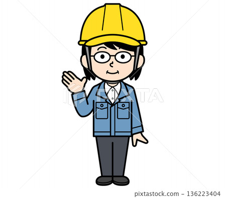 A middle-aged woman wearing a helmet and providing guidance A middle-aged woman wearing a helmet and providing guidance 136223404