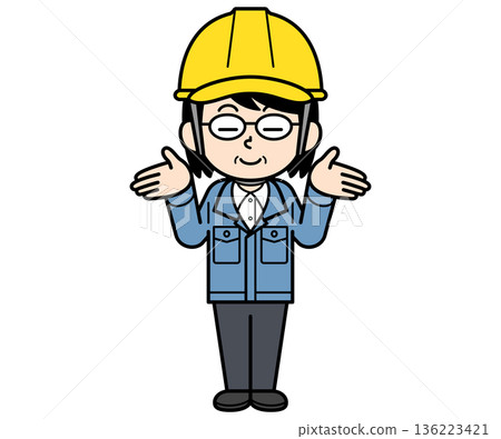 A middle-aged woman who is a site supervisor wearing a blatant helmet A middle-aged woman who is a site supervisor wearing a blatant helmet 136223421