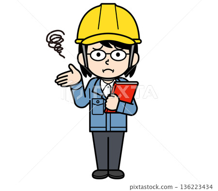 A middle-aged female site supervisor wearing a helmet and holding a file A middle-aged female site supervisor wearing a helmet and holding a file 136223434
