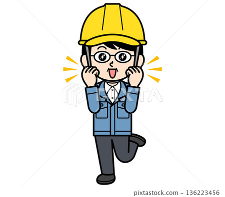 Excited middle-aged female site supervisor wearing a helmet 136223456