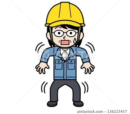 A middle-aged female construction supervisor wearing a shivering helmet A middle-aged female construction supervisor wearing a shivering helmet 136223457