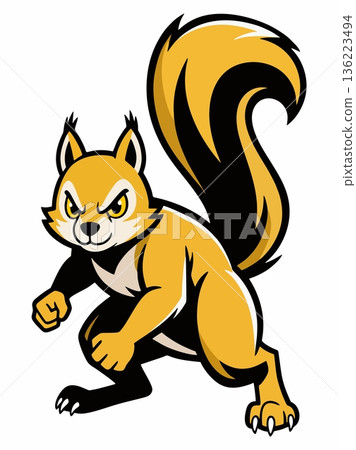 Illustration of a fierce fighting squirrel mascot Illustration of a fierce fighting squirrel mascot 136223494