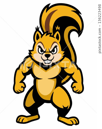 Illustration of a fierce fighting squirrel mascot Illustration of a fierce fighting squirrel mascot 136223498