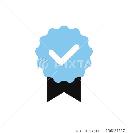 Simple check mark badge vector illustration set material Simple check mark badge vector illustration set material 136223517