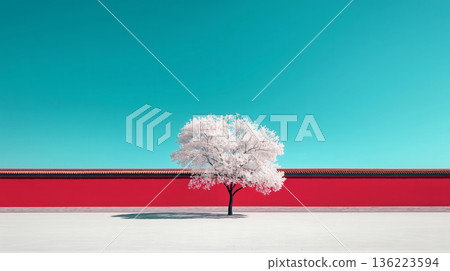 Courtyard space of traditional Chinese architecture: Commercial background with minimalist composition Courtyard space of traditional Chinese architecture: Commercial background with minimalist composition 136223594