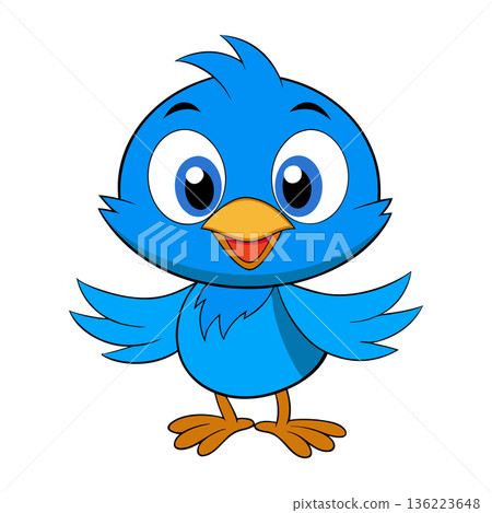 Cheerful cartoon bluebird vector illustration on a clean white background 136223648
