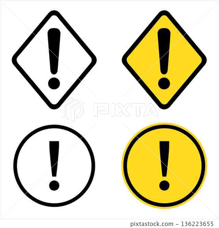 Warning signs set exclamation marks in geometric shapes concept design Warning signs set exclamation marks in geometric shapes concept design 136223655