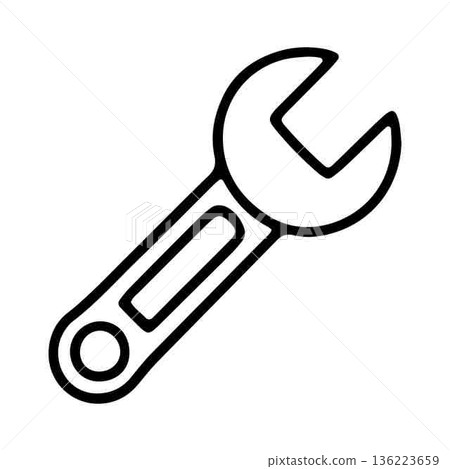 Wrench icon outline design for mechanical work and home repairs Wrench icon outline design for mechanical work and home repairs 136223659