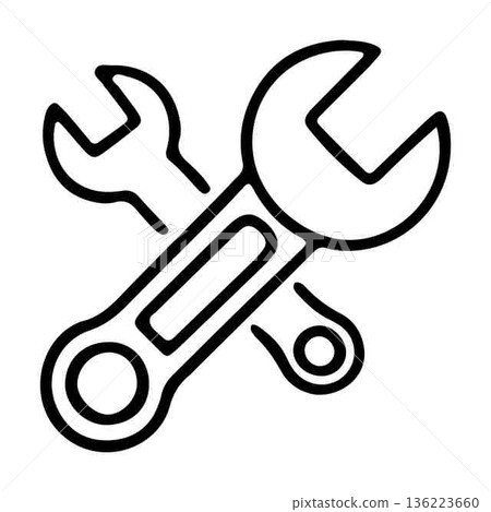 Wrench Icon Repair Tool Minimalist Design for Professional Services Wrench Icon Repair Tool Minimalist Design for Professional Services 136223660