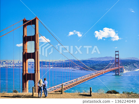 Beautiful sunset view of the Golden Gate Bridge Beautiful sunset view of the Golden Gate Bridge 136224049
