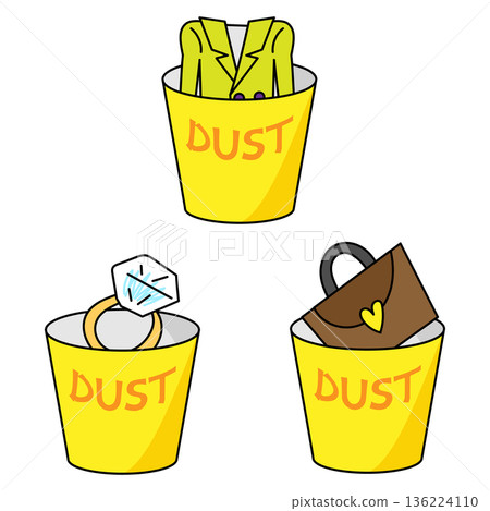 Luxury items thrown away in the trash: diamond rings, bags and clothes Luxury items thrown away in the trash: diamond rings, bags and clothes 136224110