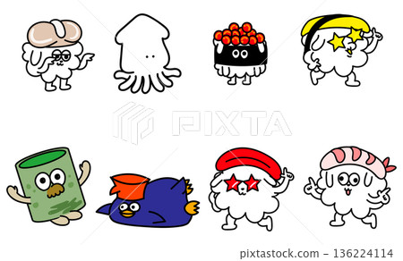 壽司與海洋生物角色收藏套裝 136224114