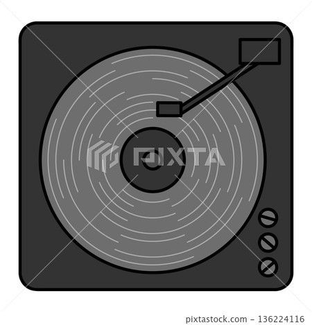 Illustration of a record player, turntable, DJ equipment 136224116