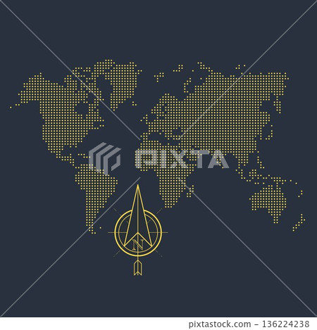 World map dotted silhouette 136224238
