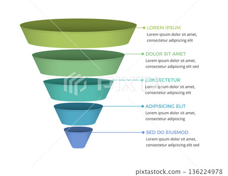 Five Level Funnel Infographic Diagram Five Level Funnel Infographic Diagram 136224978