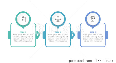 Three Step Process Infographic Template Three Step Process Infographic Template 136224983