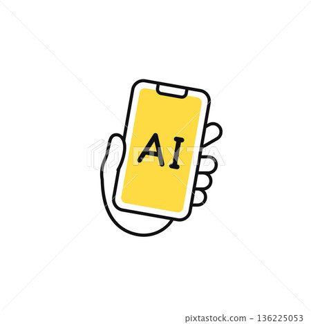 AI and smartphone simple vector icon illustration material 136225053