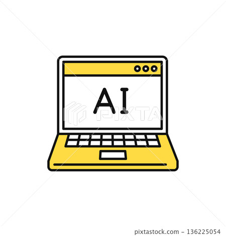 AI computer simple vector icon illustration material 136225054
